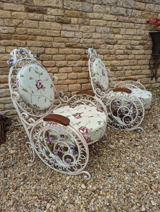 Pair of Late 19th Century / Early 20th Century Fine Wrought Iron Chairs
