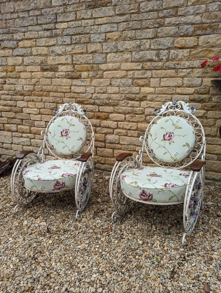Pair of Late 19th Century / Early 20th Century Fine Wrought Iron Chairs